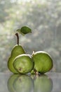 Pear study still life with reflection