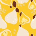 Pear stylized fruit pattern. Vector seamless pattern