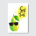 Pear sun fun badge Isolated Typographic Design Label. Season Holidays lettering for logo,Templates, invitation, greeting Royalty Free Stock Photo