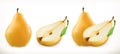 Pear. Sweet fruit. 3d vector icons set