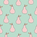 Pear sweet seamless blue vector pattern.