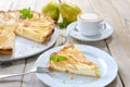 Pear tart with a cappuccino