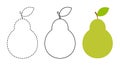 Pear to be colored and trace line educational game for kids