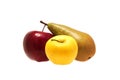 Pear and two apples, red and yellow. Royalty Free Stock Photo