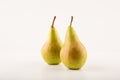 Pear, Two Pears isolated on white background with reflections, copy space