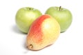 Pear and two green apples Royalty Free Stock Photo