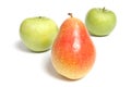 Pear and two green apples Royalty Free Stock Photo