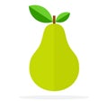 Pear vector flat material design isolated object on white background. Royalty Free Stock Photo