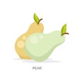 Pear vector illustration with flat design, isolated on white background Royalty Free Stock Photo