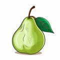 Colorful Cartoon Illustration Of A Meticulously Detailed Green Pear Royalty Free Stock Photo