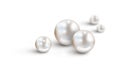 White pearls on white background with two out of focus