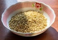 Pearl barley in a bowl. Morning