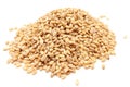 Heap of seeds of golden pearl barley isolated on a white background