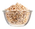 Pearl barley heap in small glass bowl Royalty Free Stock Photo
