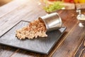 Pearl barley porridge with meat. Royalty Free Stock Photo