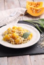 Pearl barley risotto with pumpkin and sage