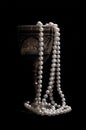 Pearl beads with wineglass Royalty Free Stock Photo