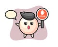 Pearl character cartoon holding a stop sign Royalty Free Stock Photo