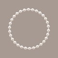 Pearl Circle Frame. Pearl Bead Necklace. Fashion Accessory for a Princess. Design Element for Wedding Invitation, Photo and