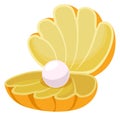 Pearl clam icon. Open shell. Ocean treasure symbol