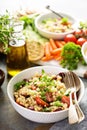 Pearl couscous salad with fresh vegetables