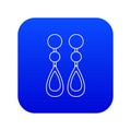 Pearl earrings icon blue vector