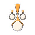 Pearl earrings icon, cartoon style