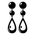 Pearl earrings icon , simple style