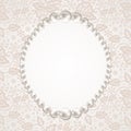 Pearl frame on lace background Royalty Free Stock Photo