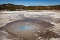 Pearl Geyser at Norris Geyser Basin trail area, during winter in Yellowstone National Park, Wyoming Royalty Free Stock Photo