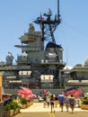 Pearl Harbor, Hawaii - May 03, 2015: People walking to the Battleship Missouri