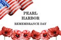 Pearl Harbor Remembrance Day. Greeting inscription. National holiday