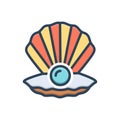 Color illustration icon for Pearl, jewel and oyster