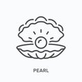 Pearl line icon. Vector outline illustration of sea shell. Marine clam pictorgam Royalty Free Stock Photo