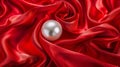 pearl on luxurious red satin, creating a striking contrast Royalty Free Stock Photo