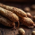 pearl millet on a wooden surface