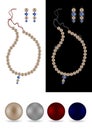 Pearl necklace, earrings and pearls