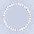 Pearl necklace. Pearl beads frame. Jewelry bracelet, necklace. Wedding invitation. Vector illustration. Pearl circle like frame Royalty Free Stock Photo