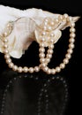 Pearl necklace in sea shell Royalty Free Stock Photo