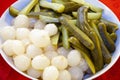 Pearl onions and pickles