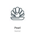 Pearl outline vector icon. Thin line black pearl icon, flat vector simple element illustration from editable nautical concept Royalty Free Stock Photo