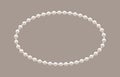 Pearl Oval Frame. White Beaded Frame for Romantic Wedding Photos and Holiday Invitations. Isolated Template. Color Realistic