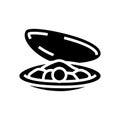 pearl oyster shell glyph icon vector illustration Royalty Free Stock Photo