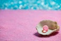 Pearl in pink sand beach summer vacation Royalty Free Stock Photo
