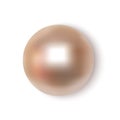 Pearl realistic isolated on white background top view. Spherical beautiful 3D orb with transparent glares and highlights for decor