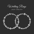 Pearl rings. Vector frame in circle shape. White pearls design. Royalty Free Stock Photo