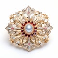 Pearl And Ruby Vintage Brooch Inspired By Tsar