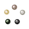 Pearl set sea nacreous isolated on white background. Watercolor hand drawn realistic iridescent pale colours pearls