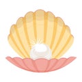 pearl in a shell illustration isolated on white background Royalty Free Stock Photo