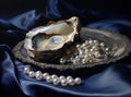 A pearl is stuck in an open oyster Royalty Free Stock Photo